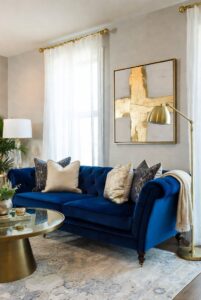 Blue, Green and Neutral Velvet Sofa Inspiration