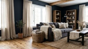 Minimal decor in dark bedroom