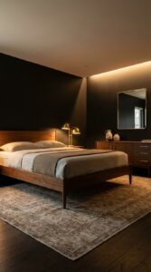 Warm black bedroom walls matte finish