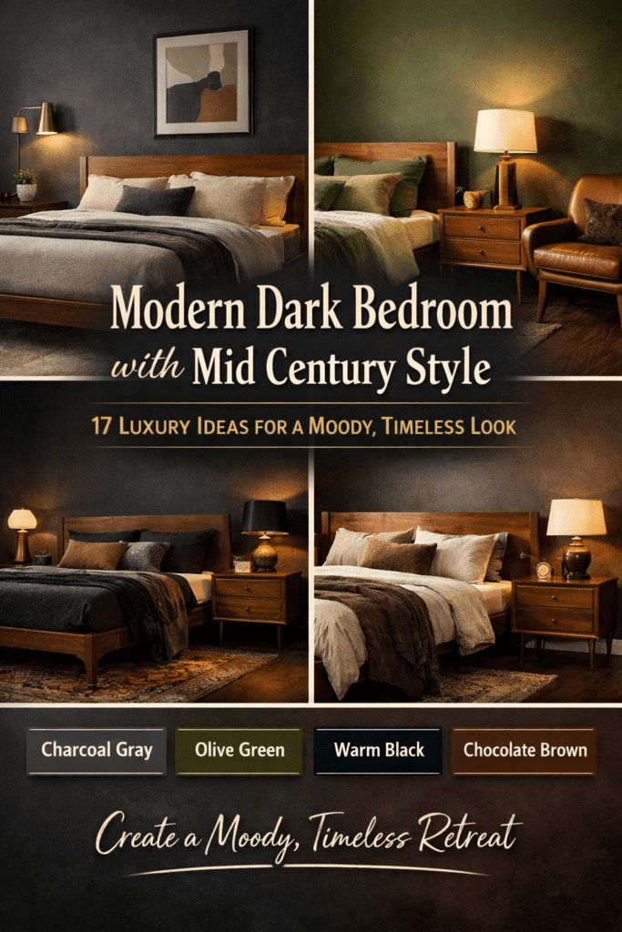 Modern Dark Bedroom ideas with Mid Century Style: 17 Luxury Ideas (Moody & Timeless)