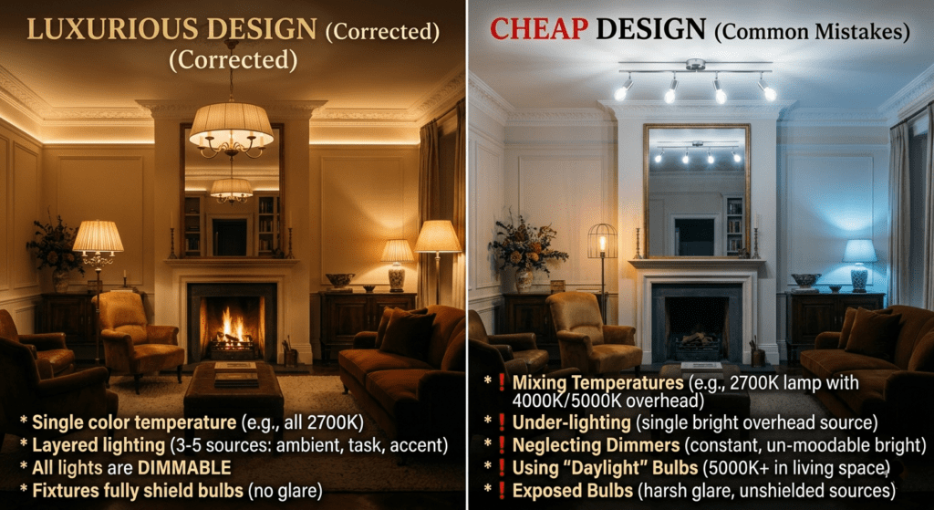 5 Common Lighting Mistakes That Make Homes Look Cheap