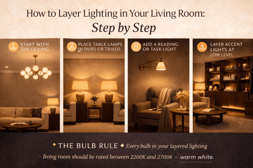 How to Layer Lighting in Your Living Room Step by Step