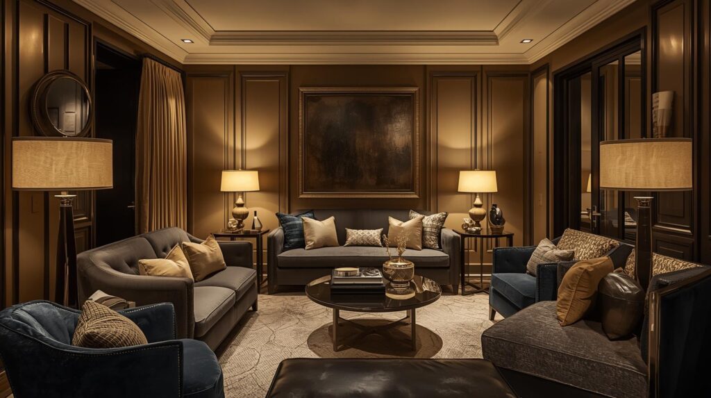 Small living room ideas with layered lighting for expensive look